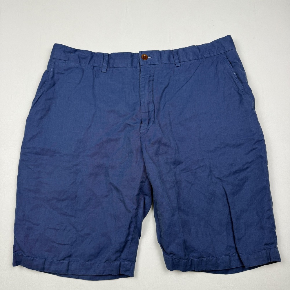 Polo Ralph Lauren Preston Fit Shorts Mens 35 Blue Linen Silk Chino 9 Inseam